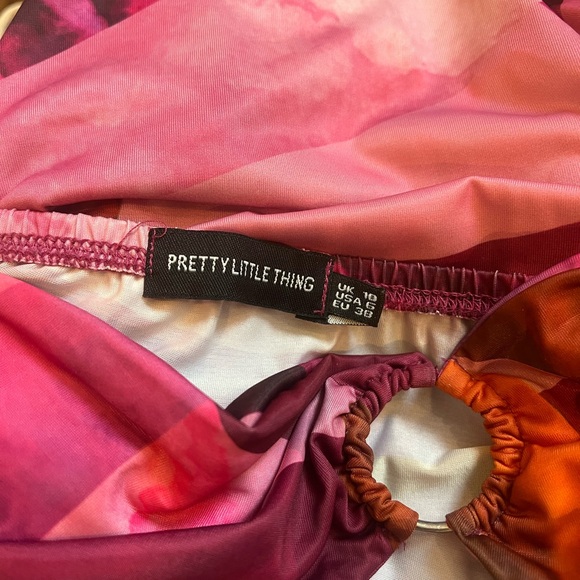PrettyLittleThing Pink Abstract Print Slinky Ring Detail Cut Out - Picture 5 of 8
